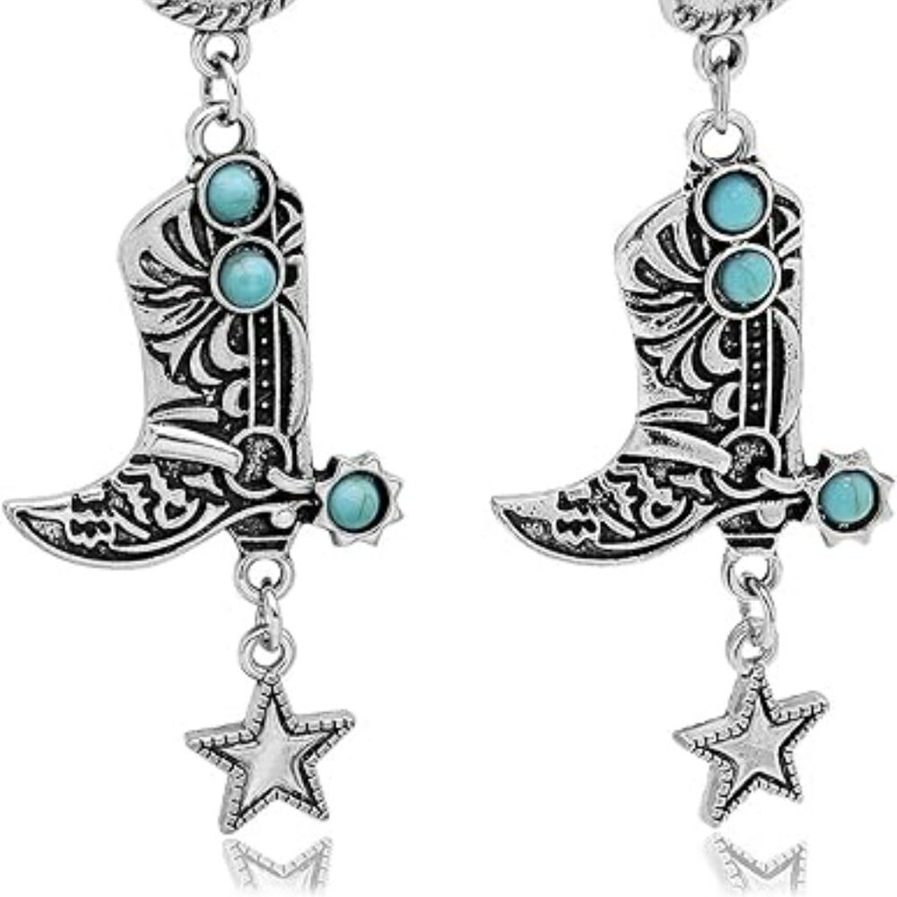 Western‎ West Cowgirl Boots Earrings Texas Spur Dangle Drop Earrings Rodeo Boho